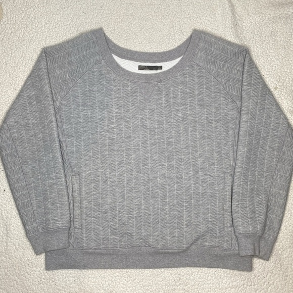 Prana Grey Herringbone Sweatshirt Size Large #O31 - Picture 1 of 8